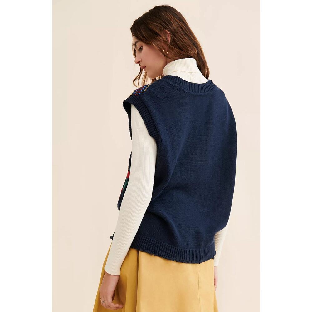 Free People x Found Horse Isles Vest Oversized Knit Vintage Equestrian‎ Medium - Picture 2 of 10